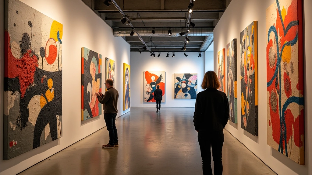 Contemporary mixed-media art installation combining canvas, found objects, and textured materials